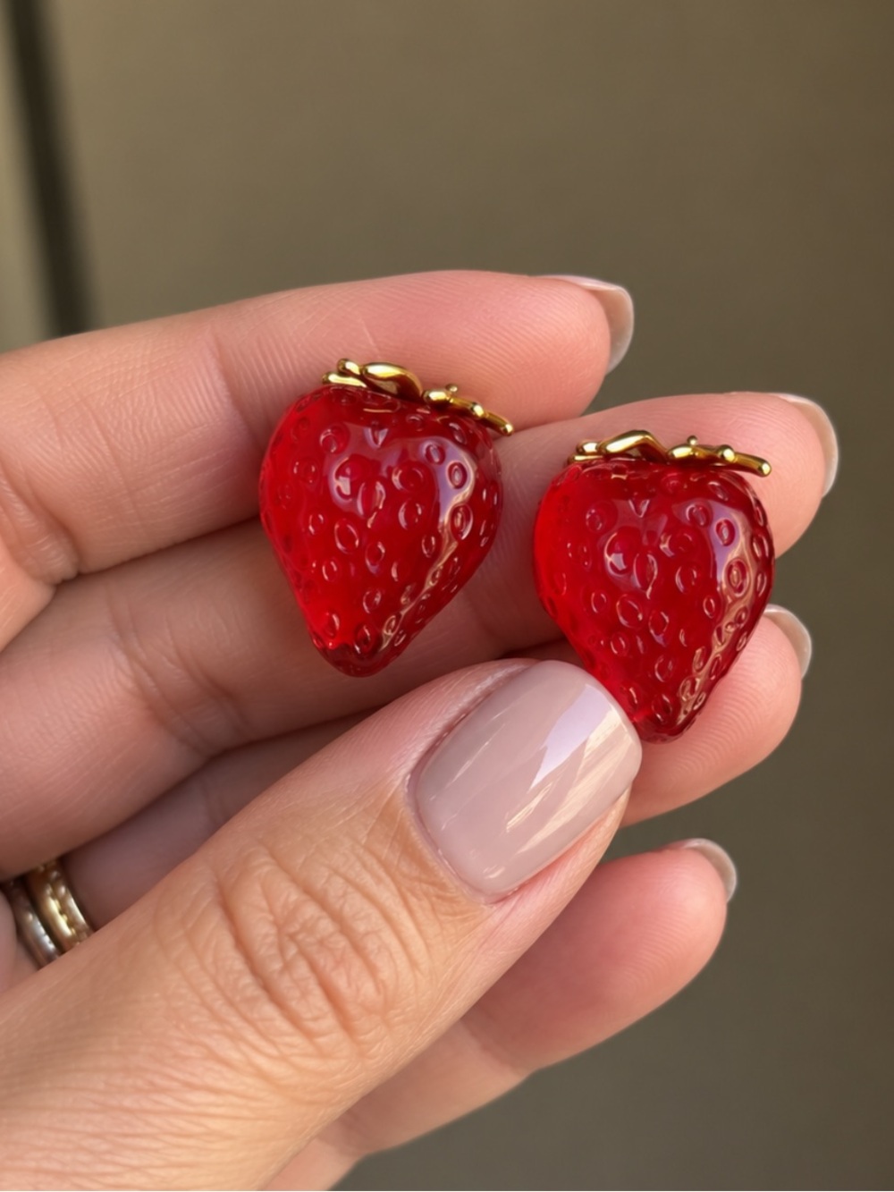 Red Strawberry Stud Earrings